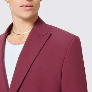 Mens Viggo Lavoir Oversized Burgundy Suit Collar