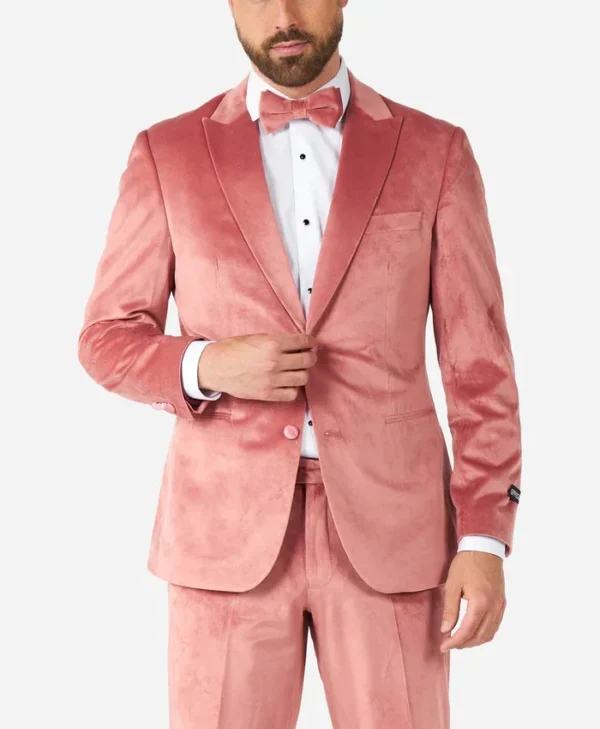 Mens Vintage Pink Velvet Tuxedo Suit