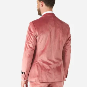 Mens Vintage Pink Velvet Tuxedo Suit Back