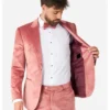 Mens Vintage Pink Velvet Tuxedo Suit Closure