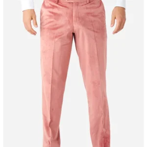 Mens Vintage Pink Velvet Tuxedo Suit Pant