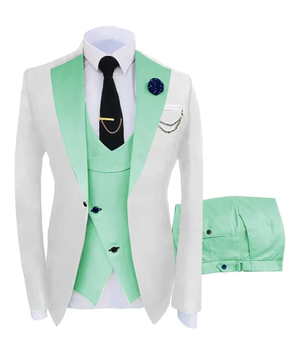 Mens White And Mint Green 3 Piece Formal Tuxedo
