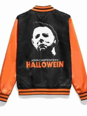 Michael Myers Halloween Black and Orange Varsity Jacket For Sale