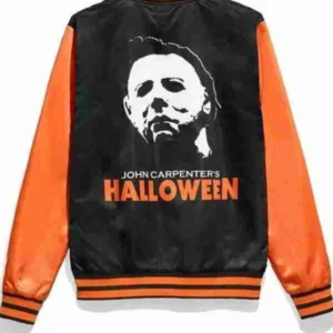 Michael Myers Halloween Black and Orange Varsity Jacket For Sale