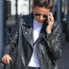 Michelle Keegan Manchester Street Style Black Leather Jacket