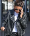 Michelle Keegan Manchester Street Style Black Leather Jacket