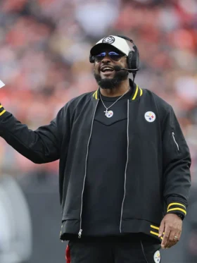 Mike Tomlin Black Steelers Jacket Front