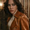 Mishel Prada John Wick Brown Leather Coat Collar