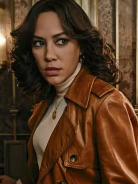 Mishel Prada John Wick Brown Leather Coat Collar