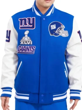 NY Giants Blue Mash Up Varsity Jacket
