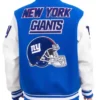 NY Giants Blue Mash Up Varsity Jacket Back