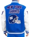 NY Giants Blue Mash Up Varsity Jacket Back