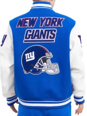 NY Giants Blue Mash Up Varsity Jacket Back