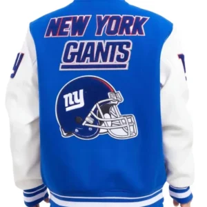 NY Giants Blue Mash Up Varsity Jacket Back