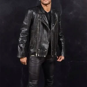 Neymar j.r Black Leather Jacket Front