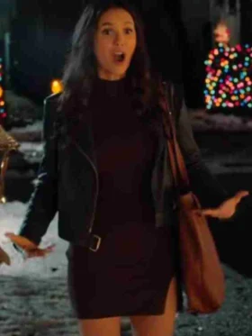 Nina Dobrev Love Hard Black Leather Jacket For Sale