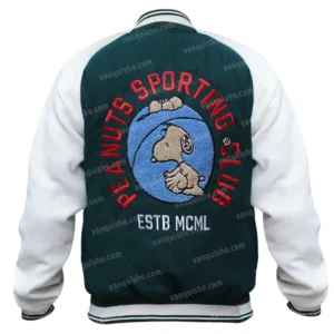 Peanuts Snoopy Green Bomber Jacket Back