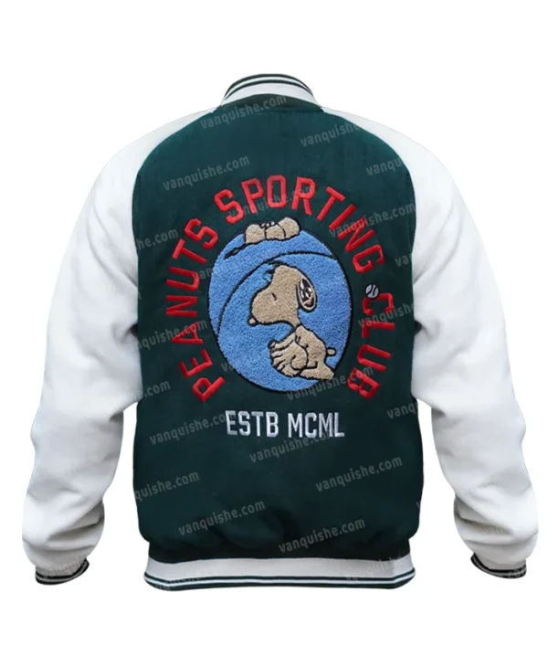 Peanuts Snoopy Green Bomber Jacket Back
