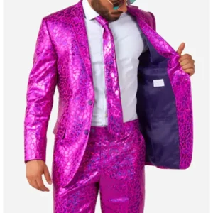 Peppy Pink Mens 2 Piece Slim Fit Suit Open