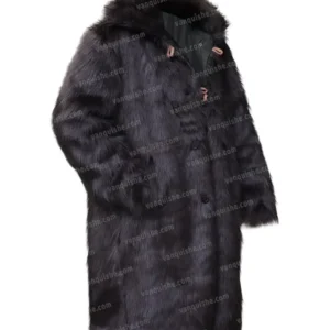 Persian Lamb Sherpa Fur Leather Long Coat Side