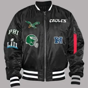 Philadelphia Eagles MA 1 Black Bomber Jacket