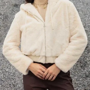 Purchase Amanda Zipper Hooded Fur Jacket
