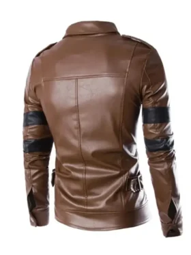 Resident Evil 6 Brown Leather Jacket Back
