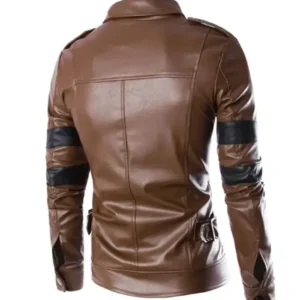 Resident Evil 6 Brown Leather Jacket Back
