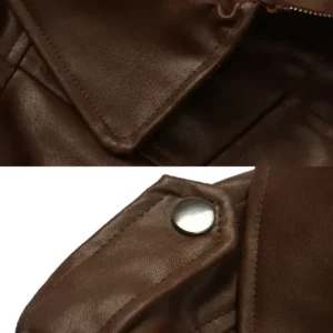 Resident Evil 6 Brown Leather Jacket Collar