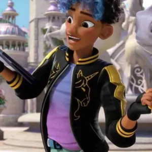 Rory Carmichael Unicorn Academy Black Leather Jacket For Sale