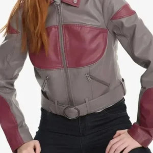 Rosario Dawson Ahsoka Leather Jacket Sitting