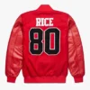 San Francisco Jerry Rice GOAT Varsity Jacket Back