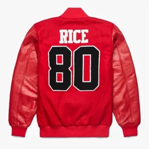 San Francisco Jerry Rice GOAT Varsity Jacket Back