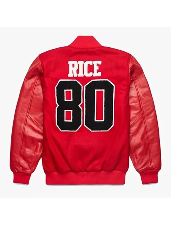 San Francisco Jerry Rice GOAT Varsity Jacket Back