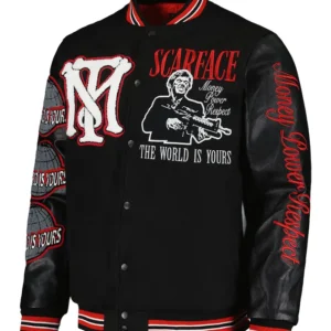 Scarface The World Is Yours Black Varsity Jacket Front