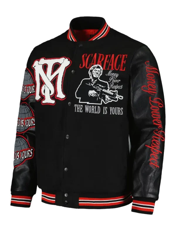 Scarface The World Is Yours Black Varsity Jacket Front
