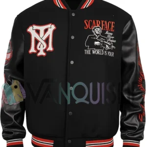 Scarface The World Is Yours Black Wool Varsity Jacket front