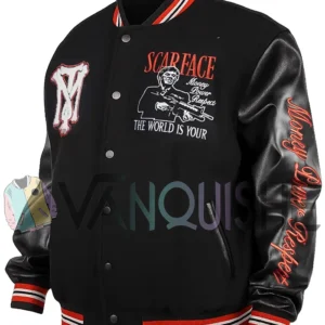 Scarface The World Is Yours Black Wool Varsity Jacket left