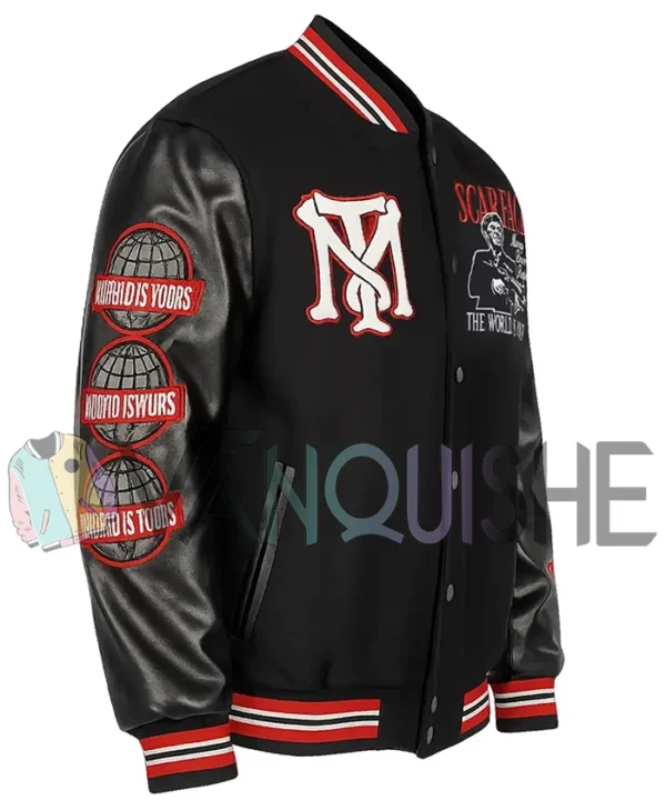 Scarface The World Is Yours Black Wool Varsity Jacket right