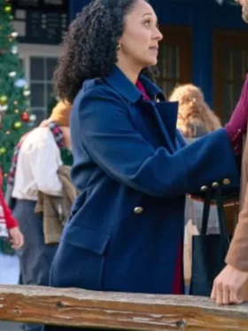 Scouting For Christmas Tamera Mowry Housley Blue Trench Coat