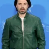Sebastian Stan A Different Man Green Leather Jacket