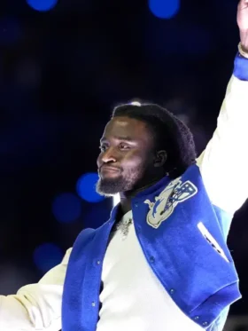 Shaboozey Rocks Thanksgiving Halftime Show Detroit Lions Vs. Chicago Football Game Varsity Jacket
