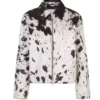 Shirt Style Collar Cowhide Fur Leather Jacket