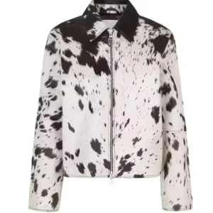 Shirt Style Collar Cowhide Fur Leather Jacket