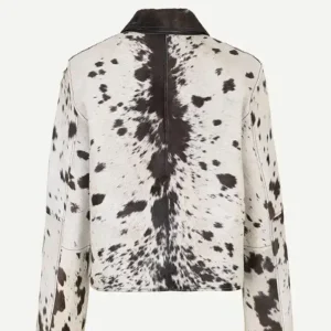 Shirt Style Collar Cowhide Fur Leather Jacket Back