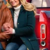 Shop A Christmas Less Traveled Candace Cameron Bure Hooded Blue Coat