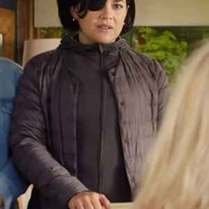 Shop Bad Sisters S02 Bibi Garvey Quilted Hooded Jacket