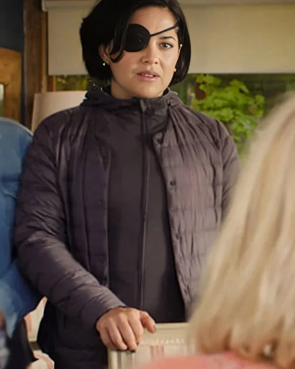 Shop Bad Sisters S02 Bibi Garvey Quilted Hooded Jacket