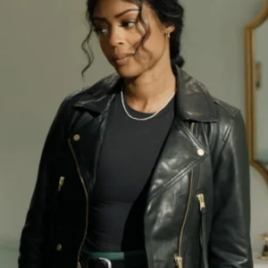 Shop High Potential S01 Daphne Forrester Black Leather Jacket