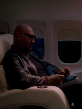 Shop Jack in Time for Christmas Dave Bautista Leather Bomber Jacket 